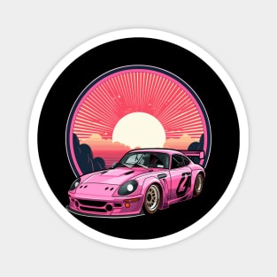 Pink Japanese Race Retro Pink Retro Cars Girl Racer Drift Magnet